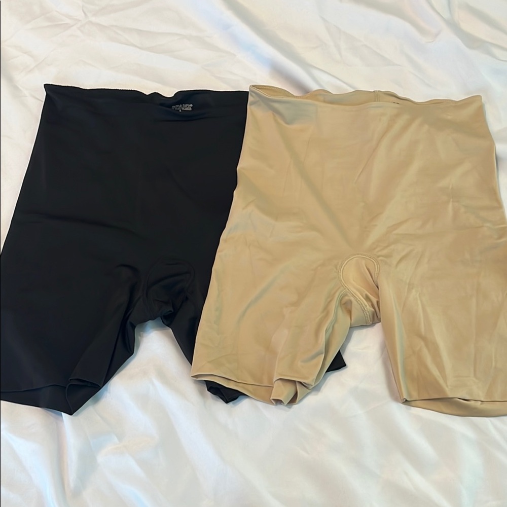 SPANX Black & Nude lot of 2 Shapewear Large High waisted Tummy control LIKE NEW